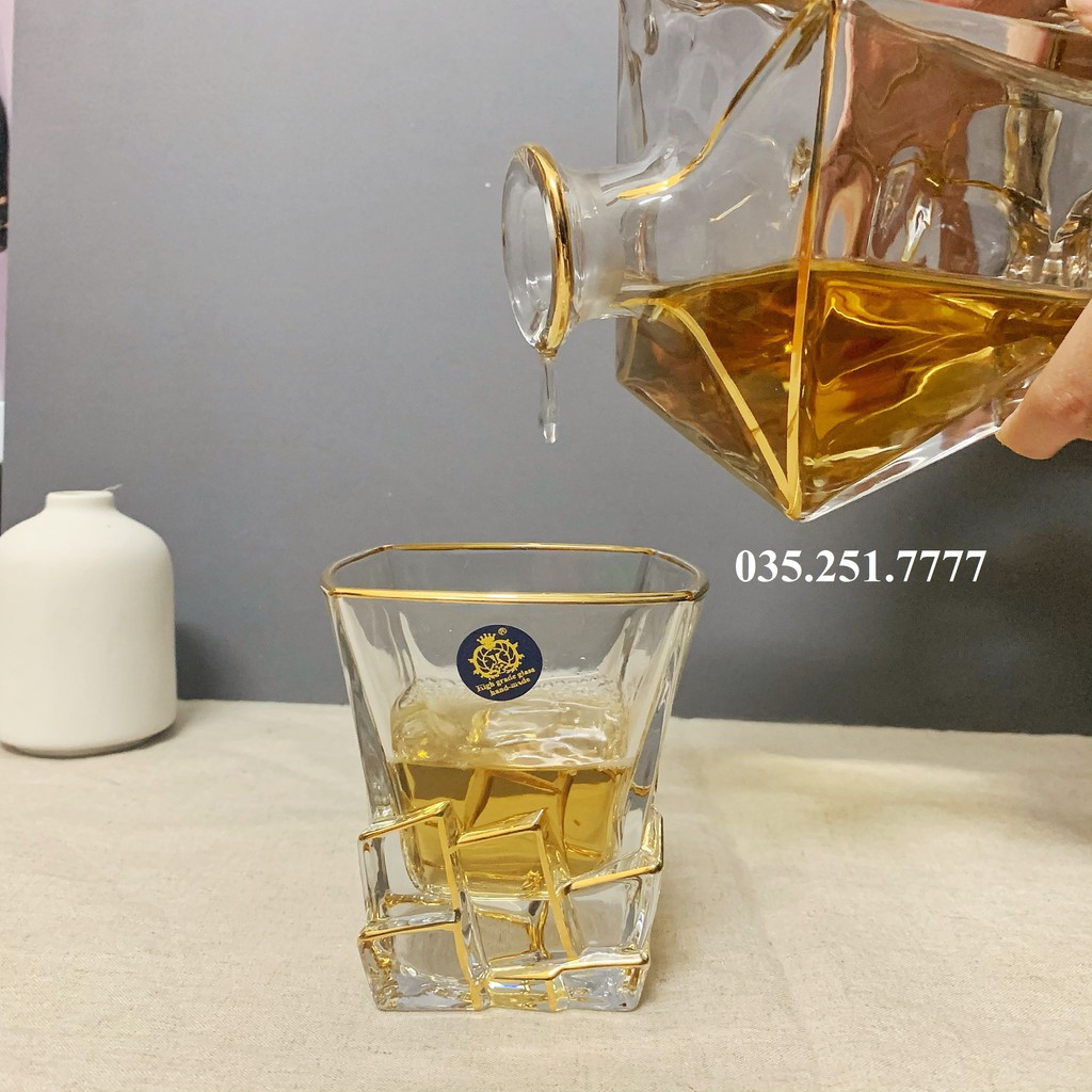 Bộ bình ly đựng thủy tinh cao cấp sang trọng, ly thủy tinh: 21.6