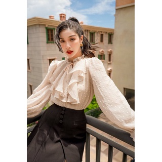 OLV - Áo Beige Dot Detail Top