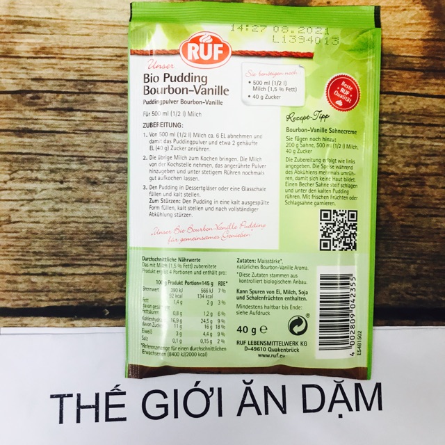 Bột Làm Pudding Hữu Cơ RUF 40g | BigBuy360 - bigbuy360.vn