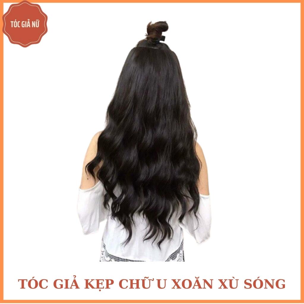 Tóc giả nữ đẹp, Kẹp chữc u 3/4 xoăn sóng, mã ku07, kèm hình thật