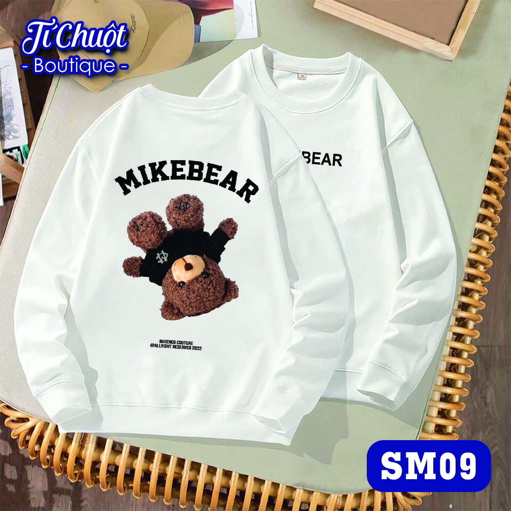 Áo sweater mikenco mikebear, áo tay dài nỉ bông mikebear nam nữ form rộng thu đông - Tí Chuột Studio