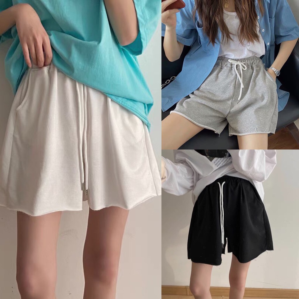 Quần Shorts Thun Trơn Gấu Cắt CHANREEN [FREESHIP] Quần chất thun siêu mát, mặc ở nhà hoặc đi tập đều được