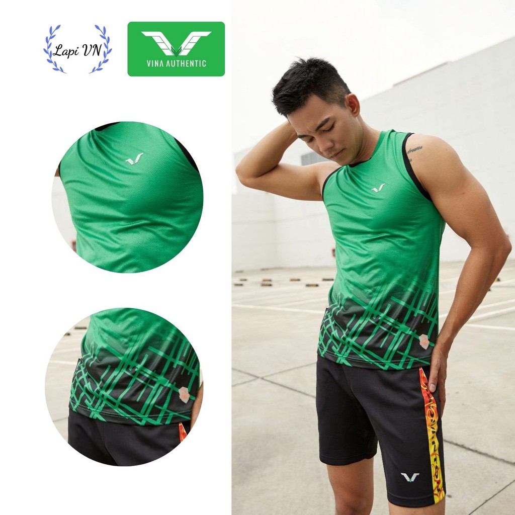 Áo Cầu Lông Nam 3 Lỗ Cổ Tròn AVT05 Vina Sport, Chất Thun Poly Thấm Hút Mồ Hôi, Thoáng Mát, Co Dãn Tốt, Full Size