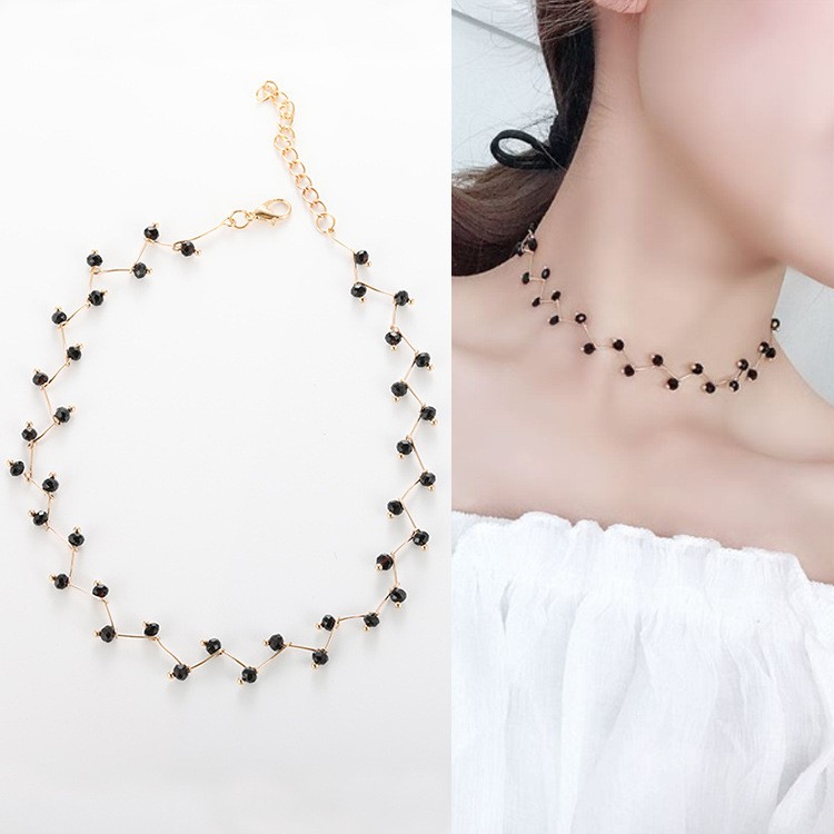 vòng cổ choker hạt đen