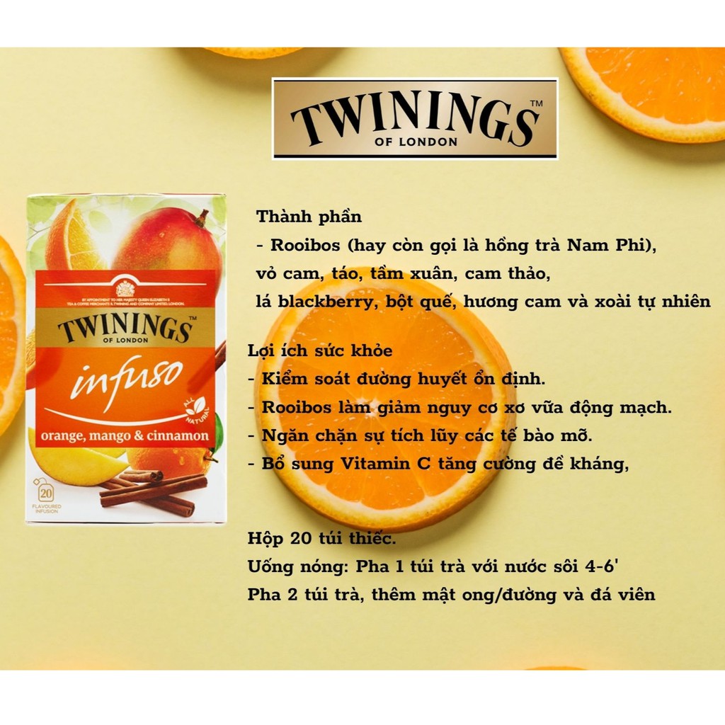 [Nowship q6 HCM] [Trà trái cây] trà Twinings cam quế, đề kháng, bạc hà date 2023 (hàng Anh nguyên seal)