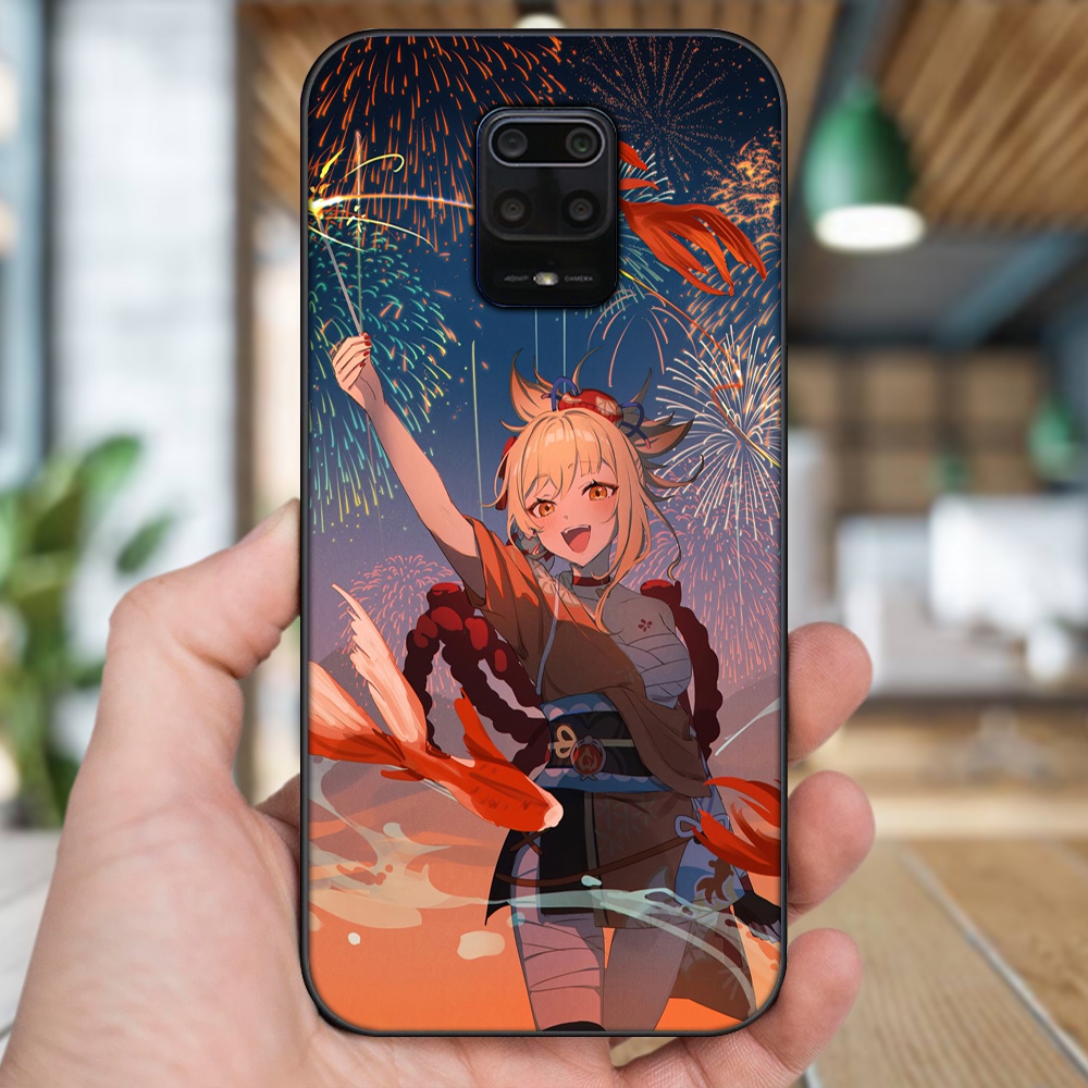 Ốp lưng Xiaomi Redmi Note 9s, Note 9 Pro viền đen in hình Yoimiya Genshin Impact