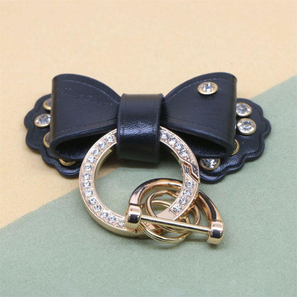 Móc Chìa Khóa Xe Hơi Bằng Da Đính Nơ Chống Thất Lạc Tiện Dụng