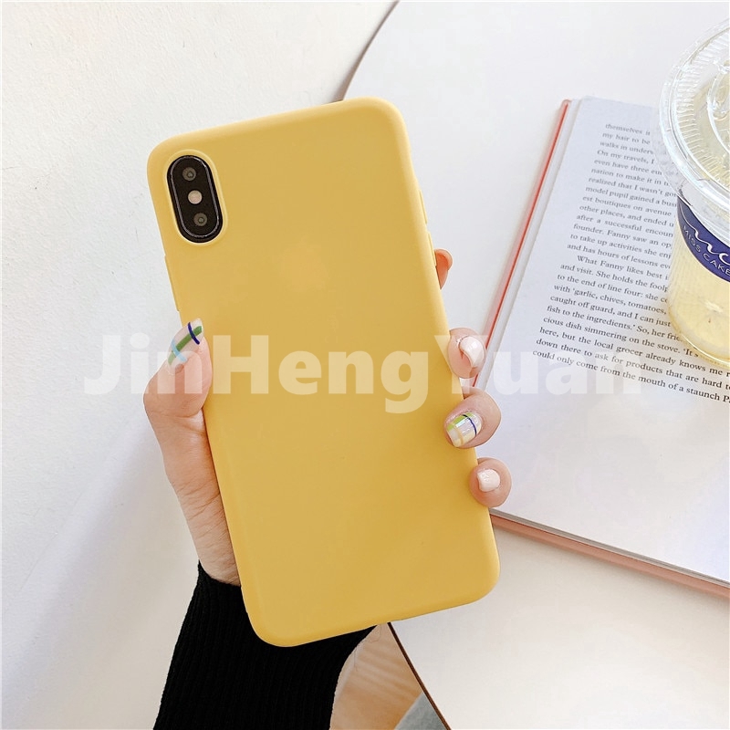 Ốp điện thoại thời trang siêu mỏng màu trơn cho iPhone 6 6s 7 8 Plus X XS MAX XR