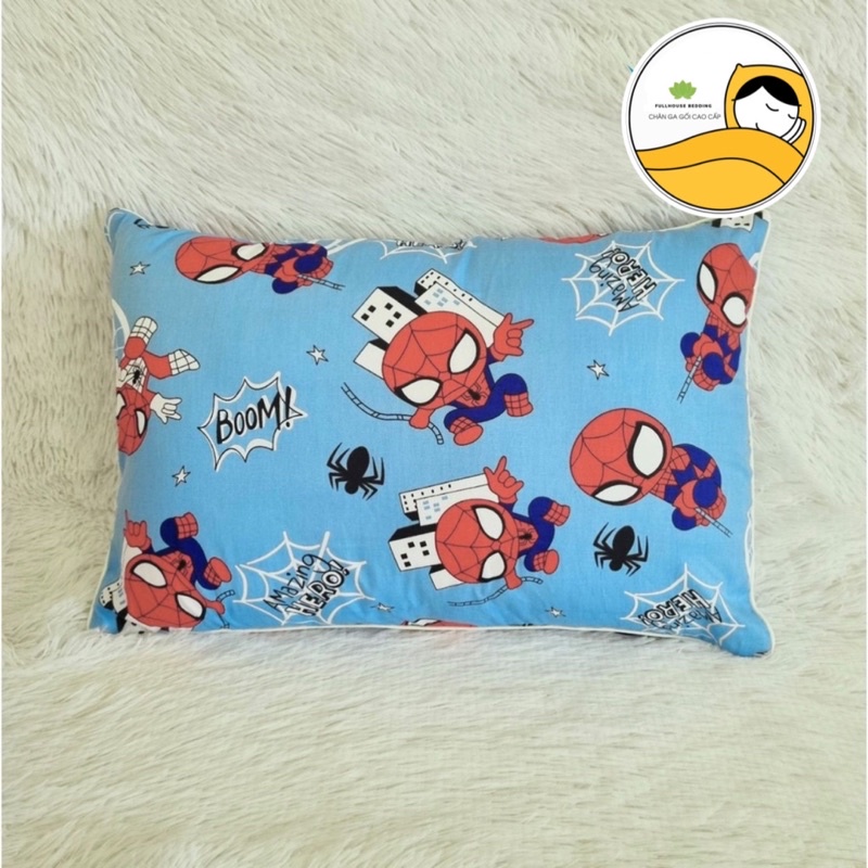 Gối Ôm Cho Bé Cotton 100% Vỏ Gối Ôm Cho Bé Size 20*60cm Ruột Gối Bông Gòn Trắng ( có khóa kéo)