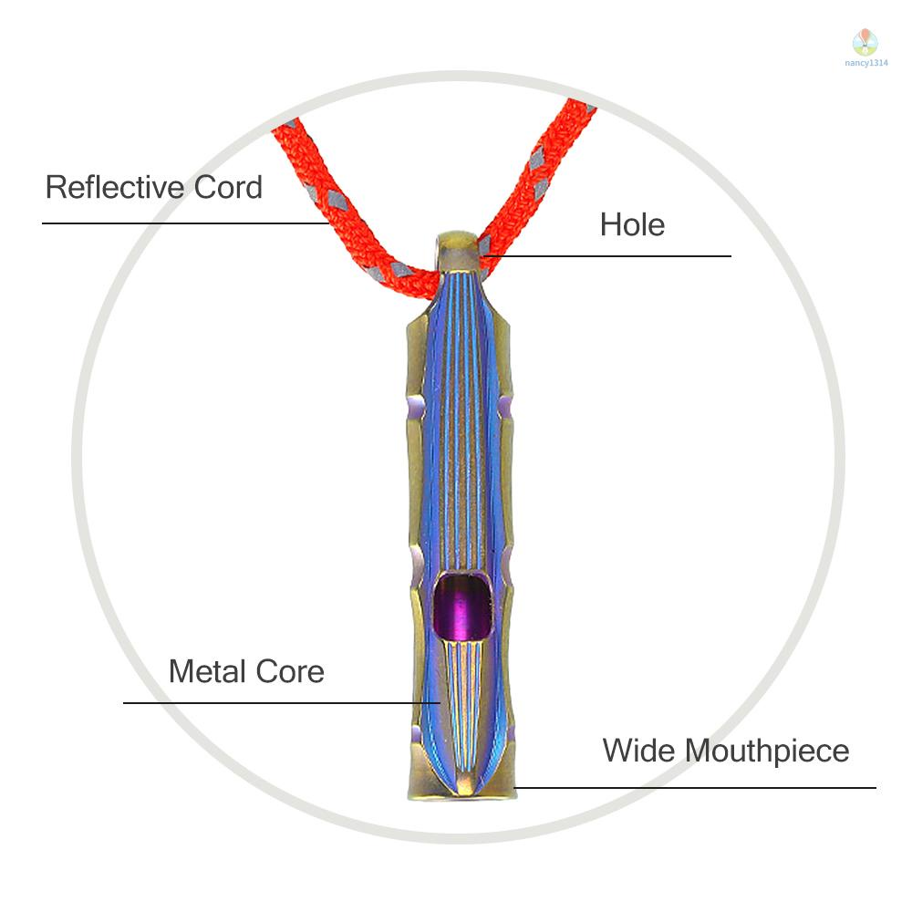 Còi Thổi Khẩn Cấp Siêu Nhẹ Bằng Titan Kèm Dây Phản Quang Tiện Dụng Mang Theo Du Lịch Cắm Trại