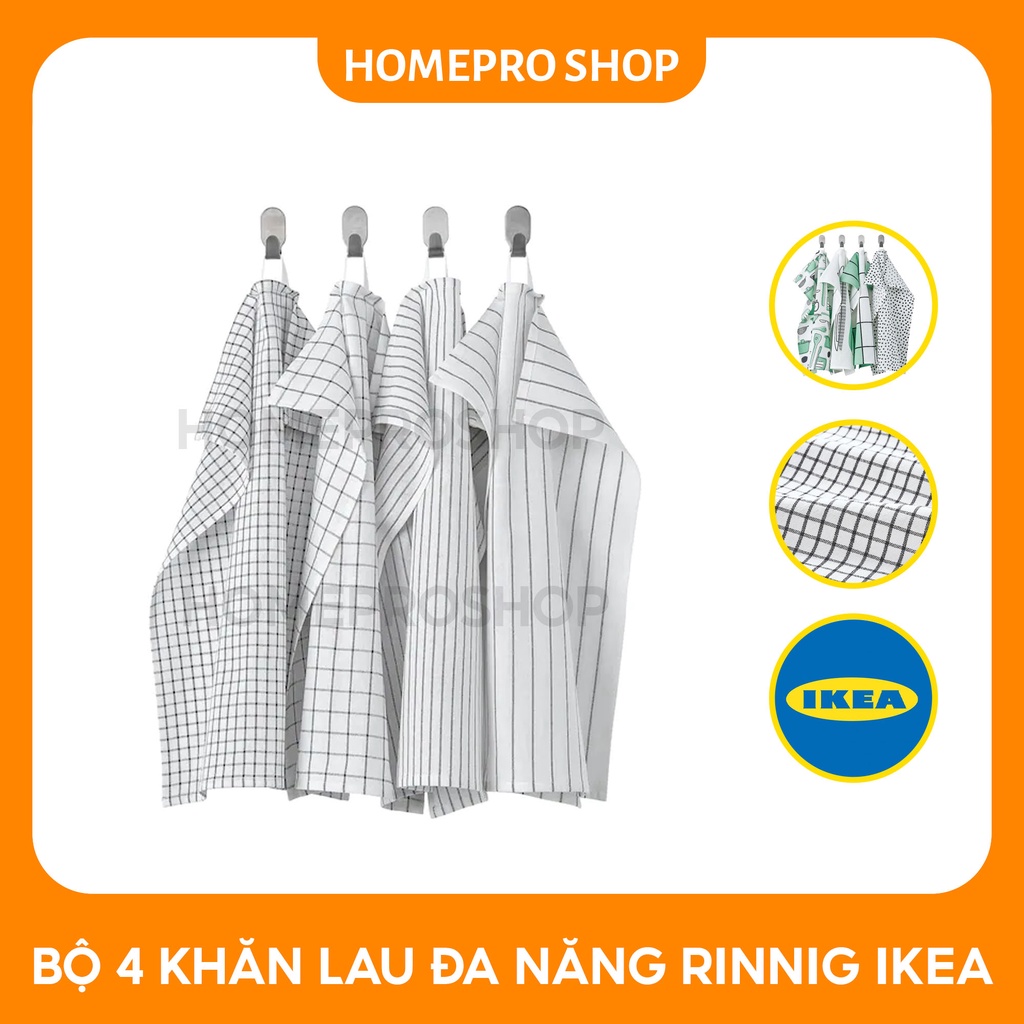 Bộ 4 khăn lau bát đĩa chén Rinnig IKEA (hàng chính hãng)