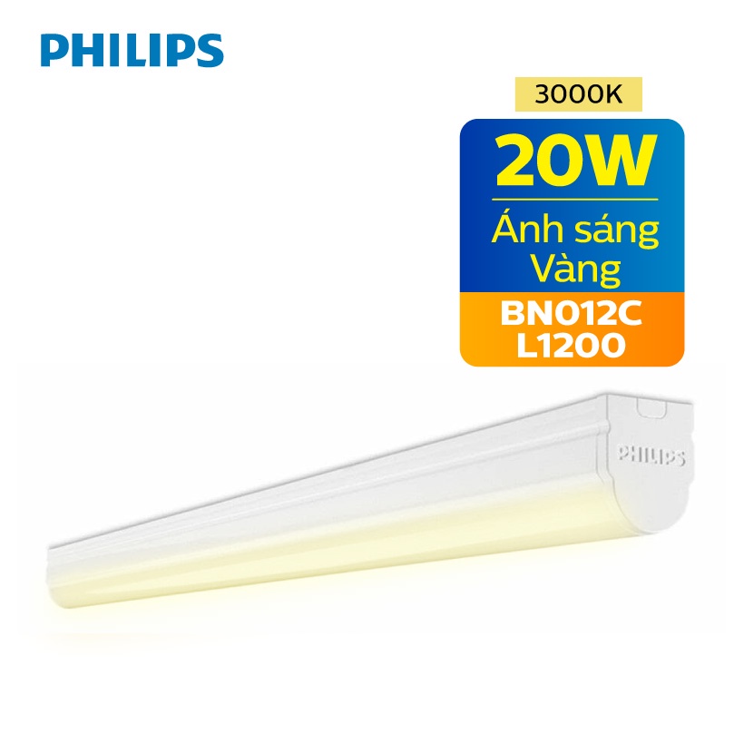 Bộ máng đèn tường Philips LED BN012C T8 20W  - Kích thước 1.2m - Ánh sáng trắng / trung tính / vàng