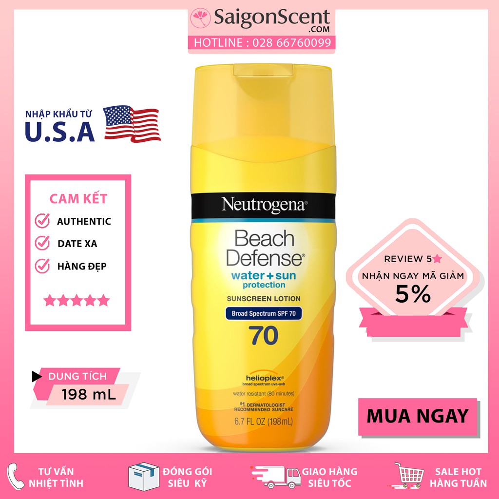 Kem chống nắng Neutrogena Beach Defense Lotion SPF 70 ( 198mL )