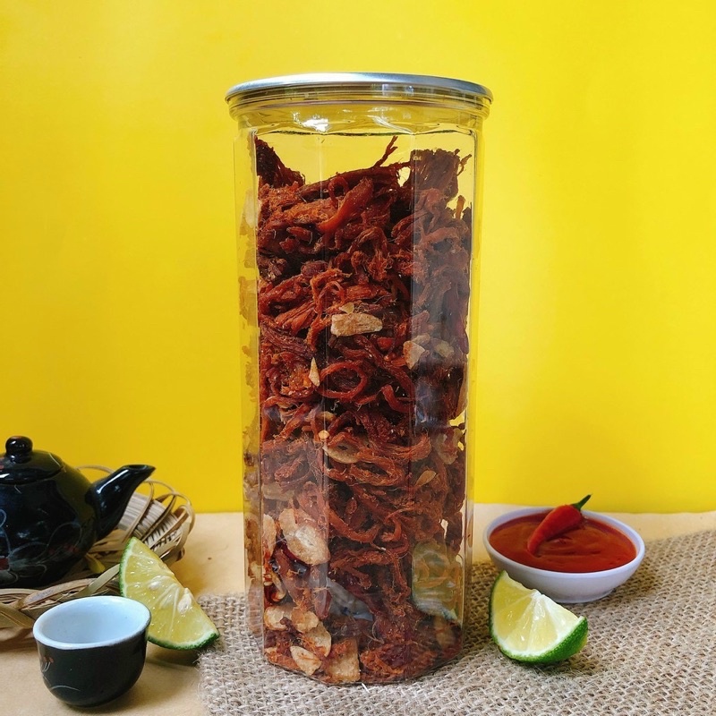 Khô heo cháy tỏi lon pet 300gr
