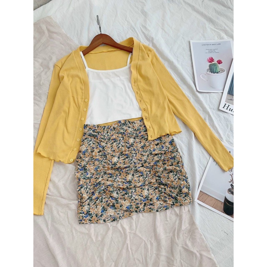 SET VÁY 3 MÓN kèm ÁO KHOÁC GÂN BG239202