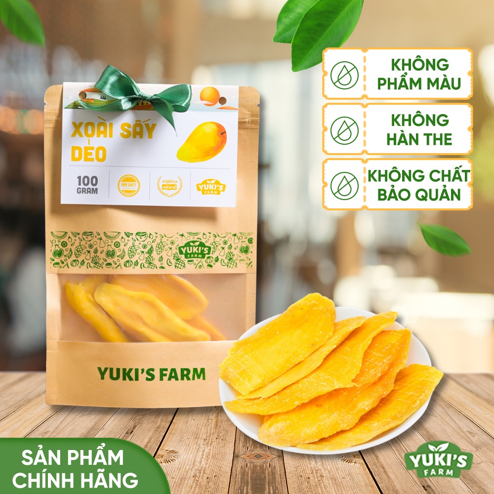 Xoài Sấy Dẻo Đà Lạt YUKI FARM Gói  100G - Hoa Quả Sấy Dẻo Thơm Ngon Mềm Ngọt Organic Chất Lượng Cao Tốt cho Sức Khỏe