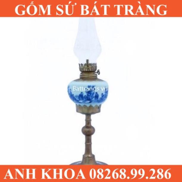 Đèn dầu thờ hình trúc lâm thất hiền bọc đồng - Gốm sứ Bát Tràng Anh Khoa