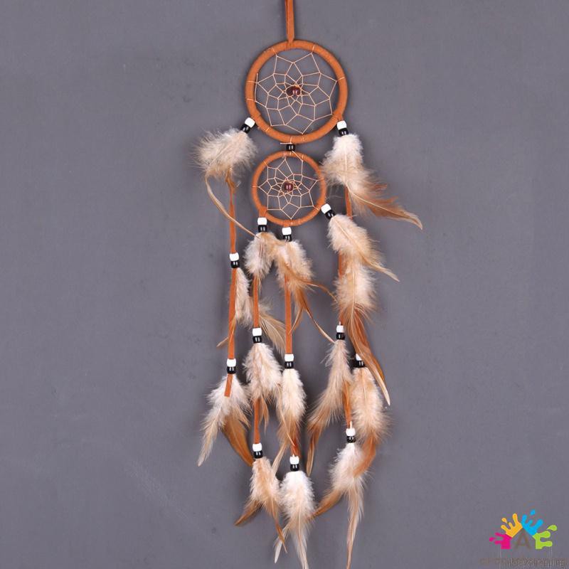 Vòng dream catcher hai lớp treo tường trang trí mang lại may mắn