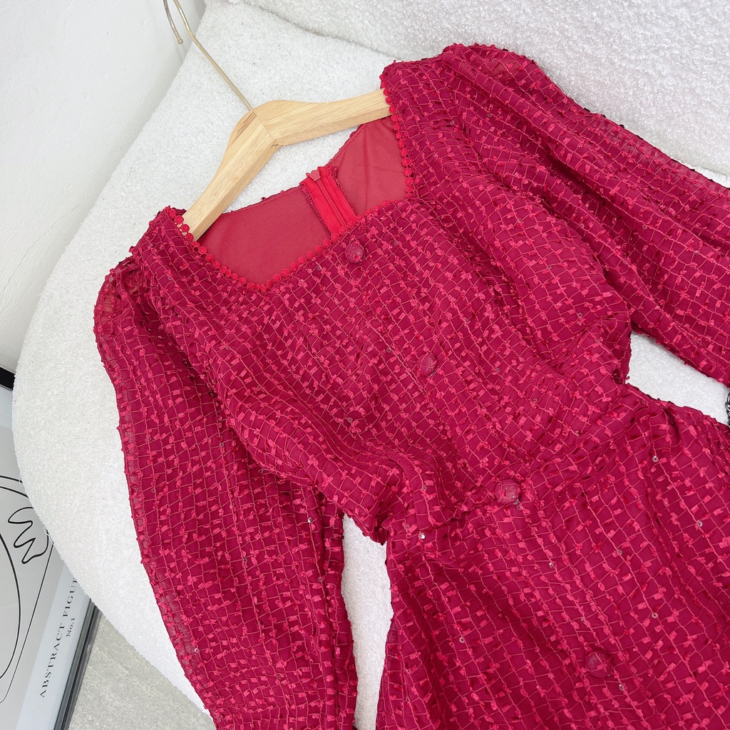 ĐẦM MIDI TAY BO DÀI CHẤM BI NỔI | BigBuy360 - bigbuy360.vn