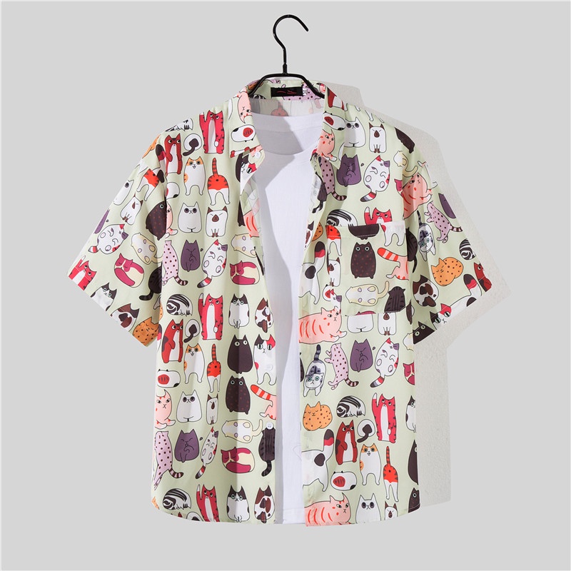 Áo Sơ Mi Tay Ngắn Dáng Rộng In Họa Tiết Hoa Phong Cách Hawaii Thời Trang Mùa Hè Cho Nam size M-3XL