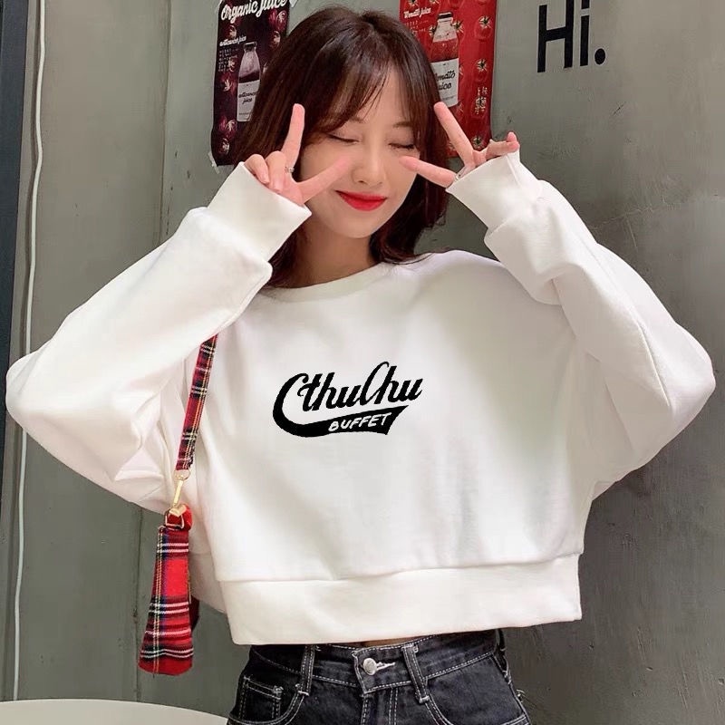 Áo Sweater Tay Dài Dáng Rộng Mỏng Ngắn Phong Cách Hàn Quốc Thời Trang Cho Nữ