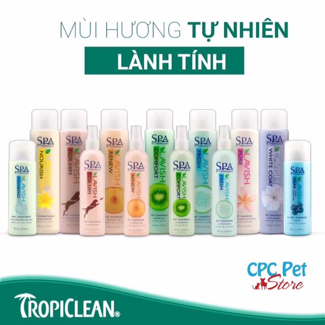 Xịt nước hoa dưỡng lông dành cho Chó Mèo TropiClean SPA Cologne 236ml