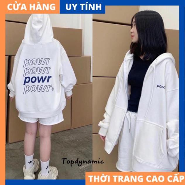 áo khoác hoodie POW UNISEX trắngggg [HÀNG BAO ĐẸP]