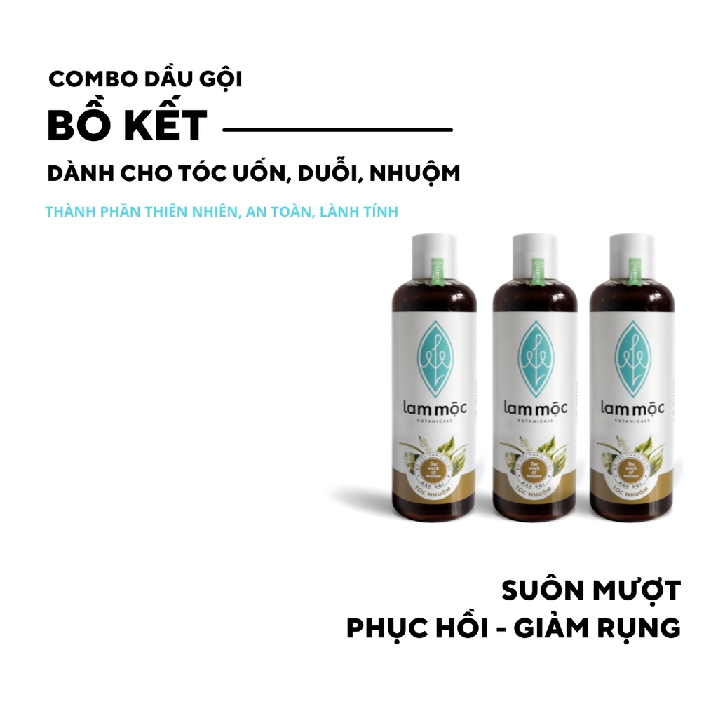 Combo 3 Dầu Gội Bồ Kết Nấu Sẵn - Giảm rụng, kích mọc tóc và phục hồi hư tổn LAM MỘC - 250ml/chai