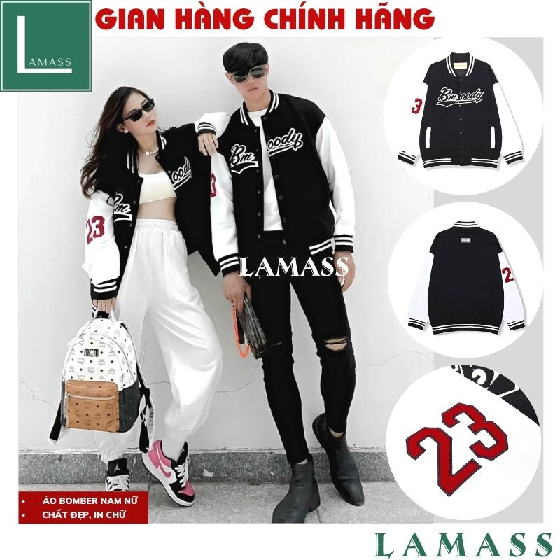 Áo Khoác Bomber Nam Nữ BMOODY Phối tay trắng Có Form Rộng XL, áo khoác dù nam nữ thời trang hàn quốc - LAMASS