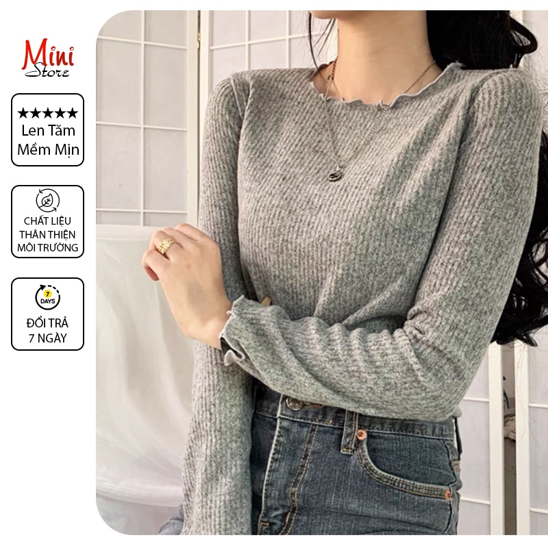 Áo len tăm cổ tròn viền nhún mềm mại - Hót 2022 | BigBuy360 - bigbuy360.vn