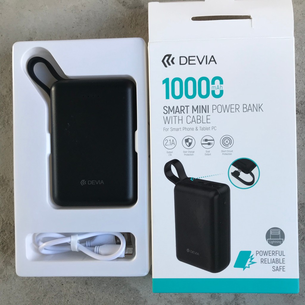 Pin dự phòng Devia 10.000 mAh Mini kèm cáp Lightning - Chống va đập