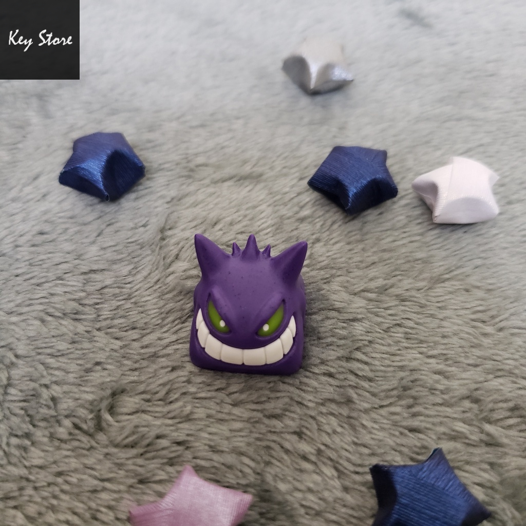 Nút bàn phím cơ artisan keycap gengar tím mắt phản quang