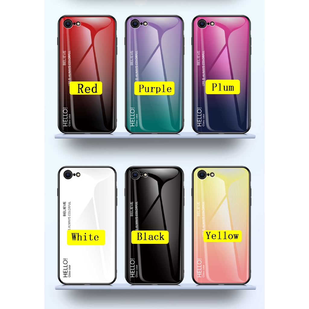 Ốp điện thoại cứng mặt kính cường lực màu gradient bóng cho iPhone SE 2 SE 2020 iPhone 5S 5 SE