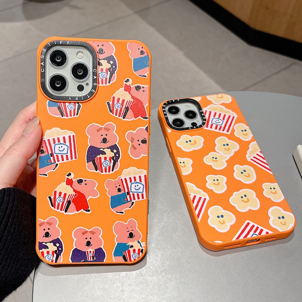 Ốp Điện Thoại Mềm Hình Gấu Ăn Bắp Rang Bơ Cho iPhone13Pro iP12Pro XS iPhone11 Phone 12Promax 13Promax 11 12 13