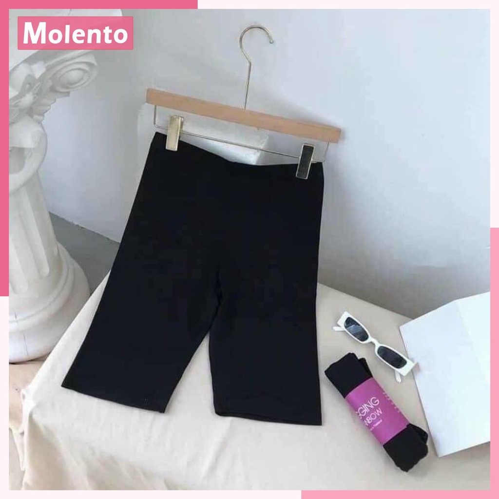 Quần Legging Lửng Đùi Nữ Cạp Cao Cấp Biker Mặc Nhà Dáng Ôm Tập Gym Yoga Thun Cotton Co Giãn 4 Chiều MOLENTO M22