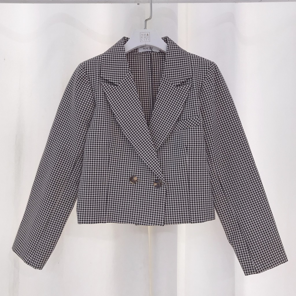 Áo khoác blazer crop caro TK - AKTK032 | BigBuy360 - bigbuy360.vn