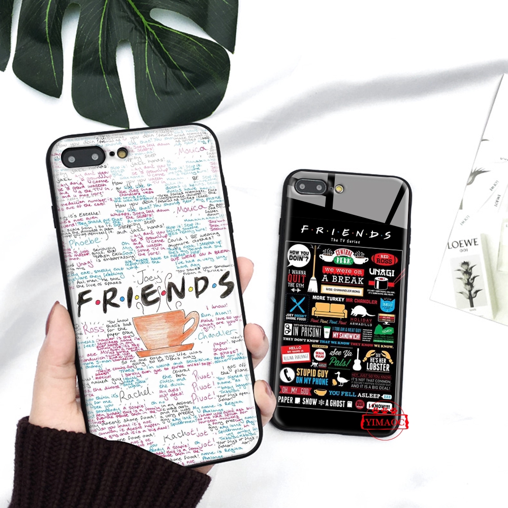 Ốp điện thoại mặt kính họa tiết Friends 130C cho iPhone XS Max XR X 11 Pro 7 8 6 6S Plus