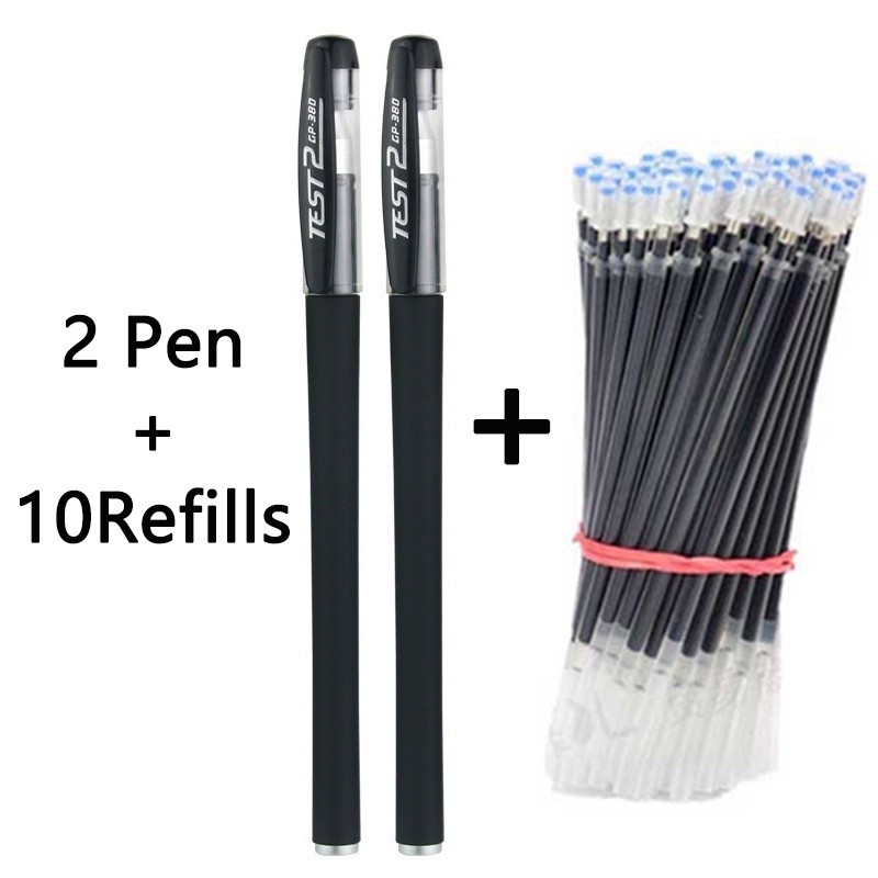 Set 2 Bút Bi + 10 Ruột Thay Thế Mực Đen