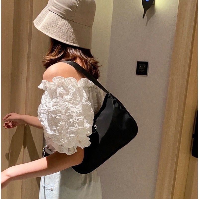 Túi đeo dưới cánh tay/Xách Tay Bằng Vải Nylon Màu Đen Phong Cách Cổ Điển Kiểu Pháp Thời Trang Cho Nữ