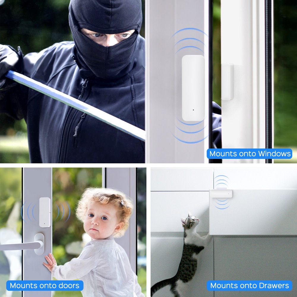 Cảm biến từ tính AUBESS không dây Wifi Tuya hệ thống an ninh cảm biến từ báo động cửa sổ lắp đặt không phức tạp