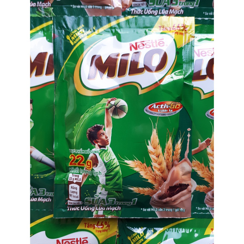 Milo sữa 3 trong 1 330gr (3 dây*5 gói*22g)