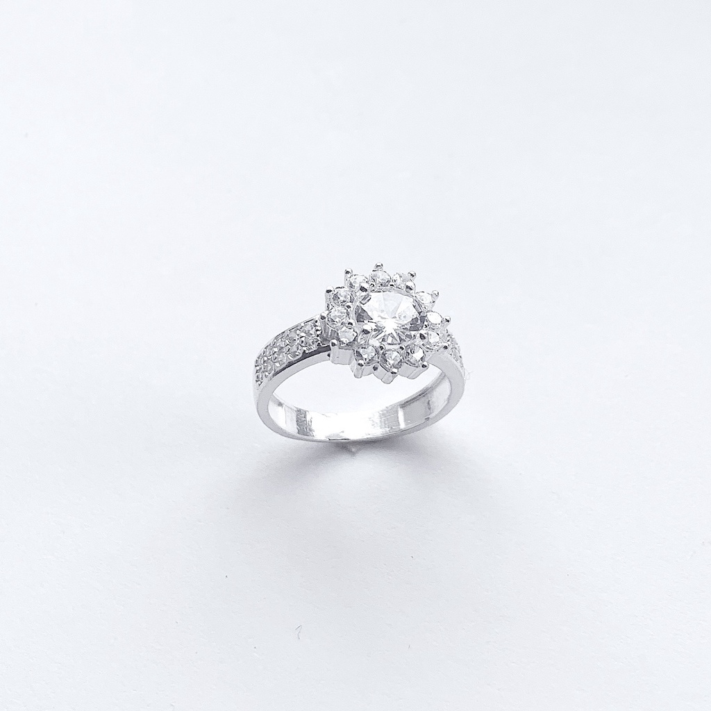 Nhẫn nữ bạc nguyên chất đính đá pha lê hình bông hoa SUN559 Lavesta