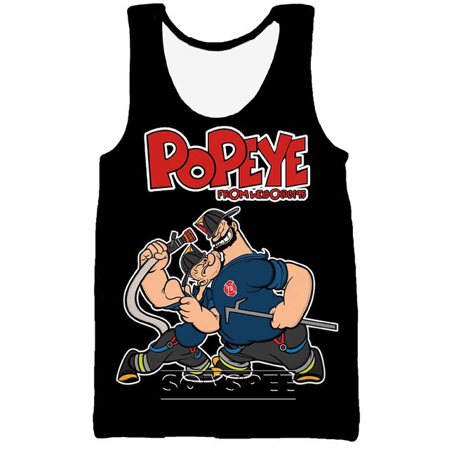 Áo Tank Top Sát Nách In Hình Thủy Thủ Popeye the Spinach Olive Oyl Hoạt Hình 3D Giản Dị Dành Cho Nam Tập Gym