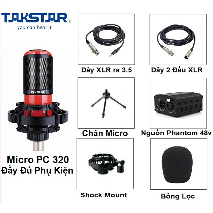 Micro Live Stream Hát Karaoke Thu Âm Chuyên Ngiệp Takstar PC K320 - Tặng Kèm Nguồn 48V -  BẢO HÀNH 1 NĂM