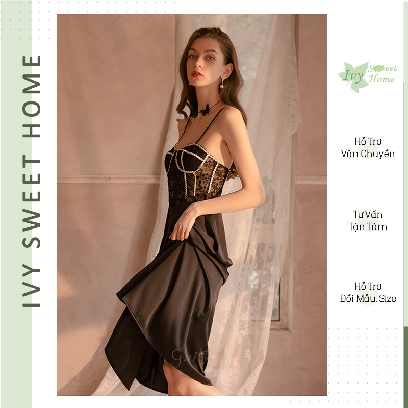 Váy ngủ sexy ❤️ Đầm ngủ 2 dây cho nữ quyến rũ gợi cảm latin mềm mịn ❤️ IVY009