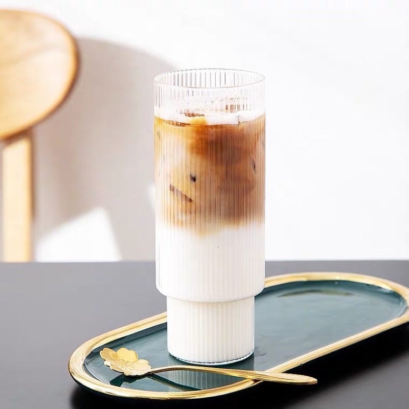 Ly thủy tinh uống sữa/cà phê/kem/sữa/cà phê phong cách Mỹ | Cốc Thuỷ Tinh Cafe 2 Tầng Vân Sọc