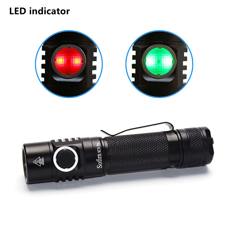 Đèn pin SOFIRN SC31 Pro LED 2000Lumen siêu sáng sạc lại được Type C chống thấm nước dùng pin 18650