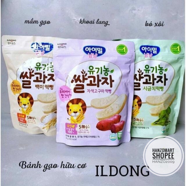 Bánh ăn dặm cho bé gạo hữu cơ ildong Hàn Quốc 6m+