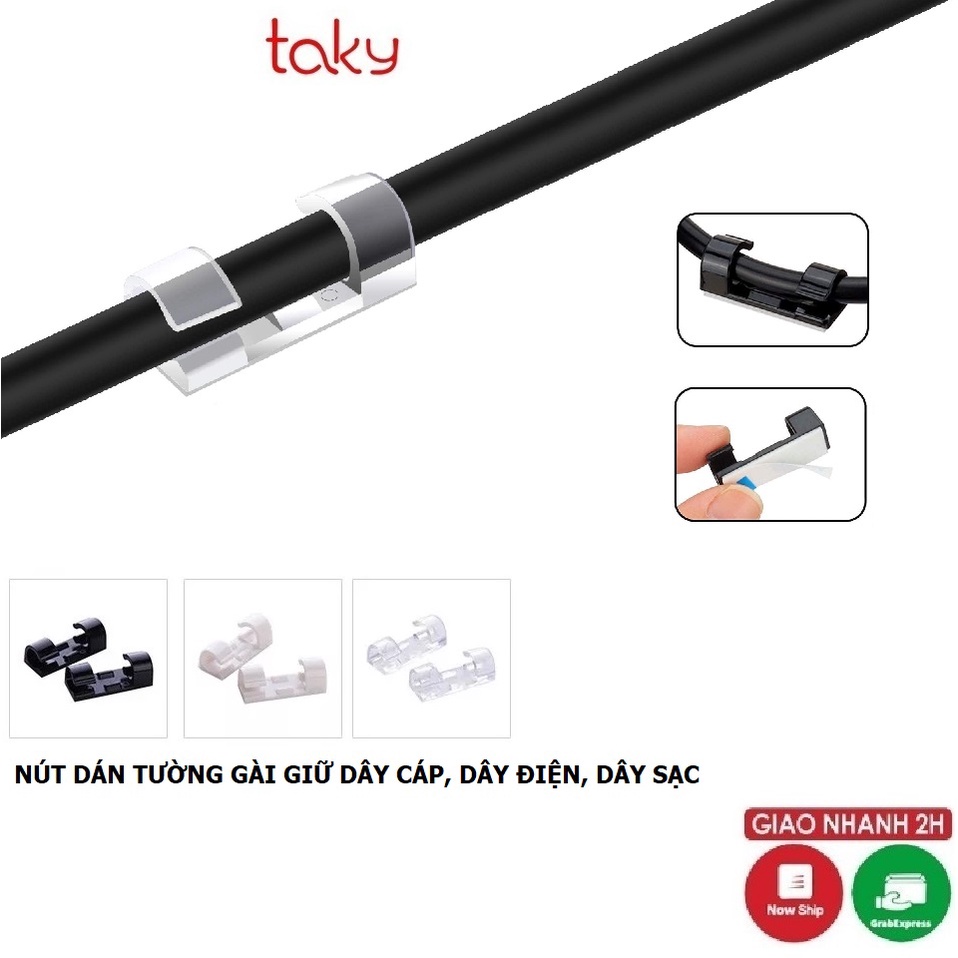 Vỉ 20 Nẹp Dán Giữ Dây - Taky, Giữ Cố Định Dây Điện, Dây Mạng, Dây Máy Tính - Tiện Dụng Cho Gia Đình - Văn Phòng. 5733