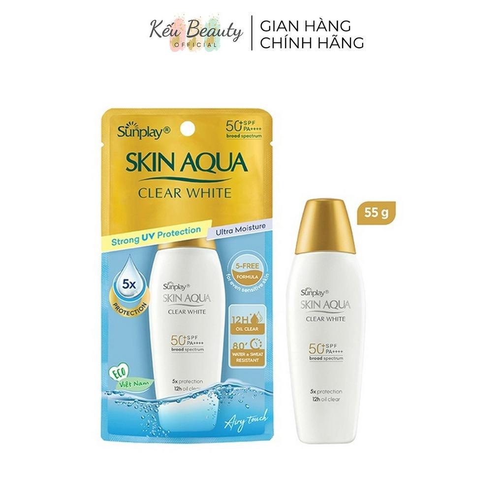 Sữa chống nắng hằng ngày dưỡng trắng cho da dầu Sunplay Skin Aqua Clear White SPF 50+ PA++++ 55g phiên bản Eco (mới)